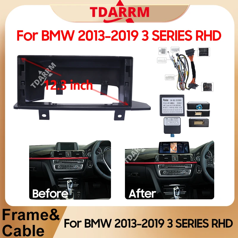 

12.3 Inch For BMW 2013-2019 3 SERIES RHD Car Frame Fascia Canbus Box Adapter Android Radio Audio Dash Fitting Panel Kit