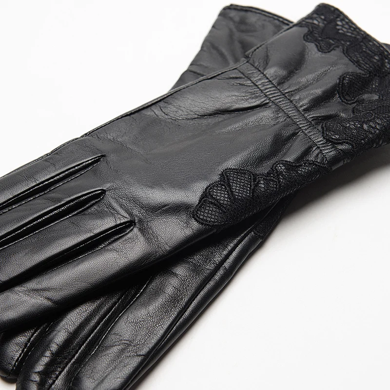 GOURS Winter Real Leather Gloves Women Black Genuine Goatskin Gloves Fashion Wool Lining Warm Soft Driving New Arrival GSL055