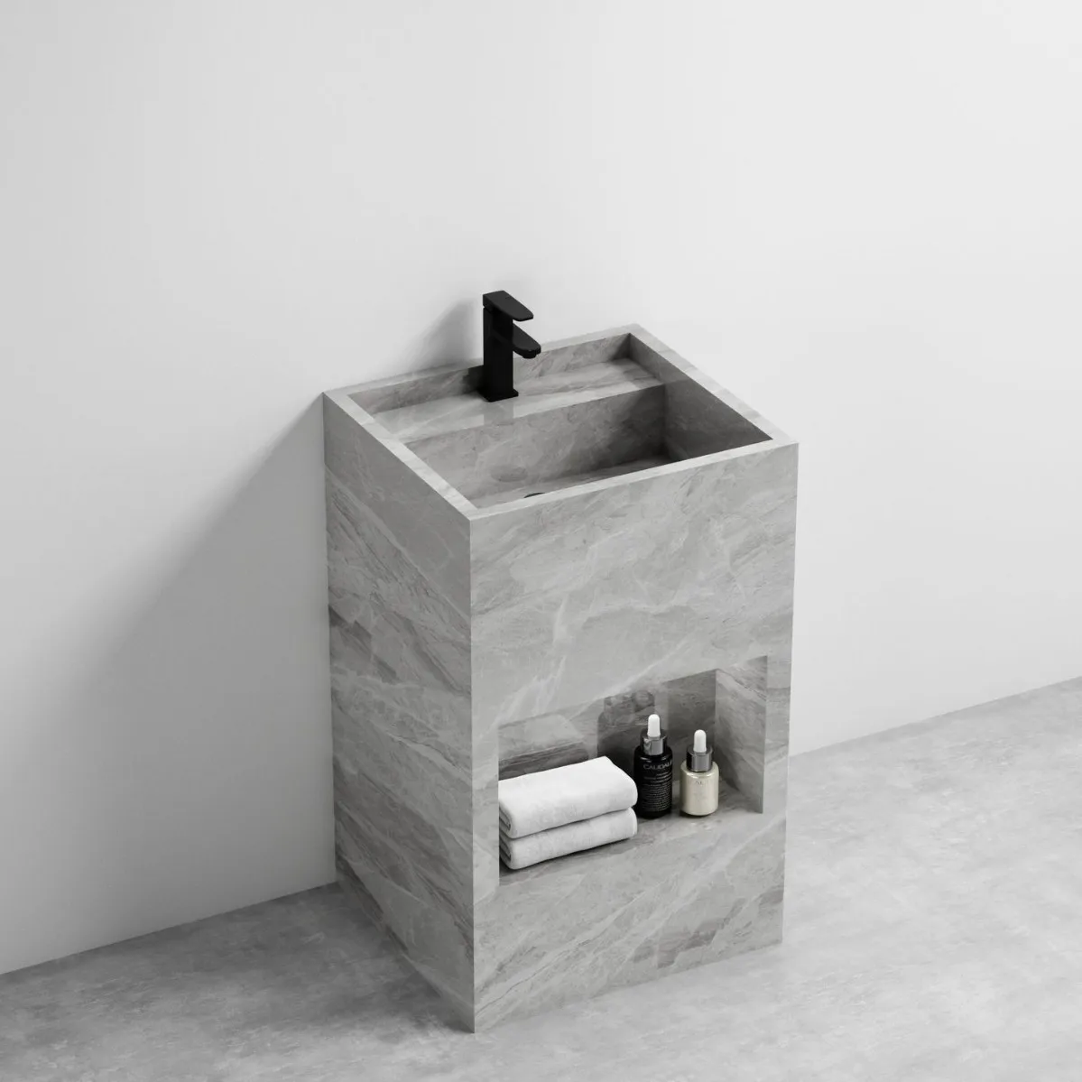 Potted Plants On StandsModern Integrated Seamless Rock Slab Pedestal Basin Floor-standing Wash Basin For Bathroom Or Balcony