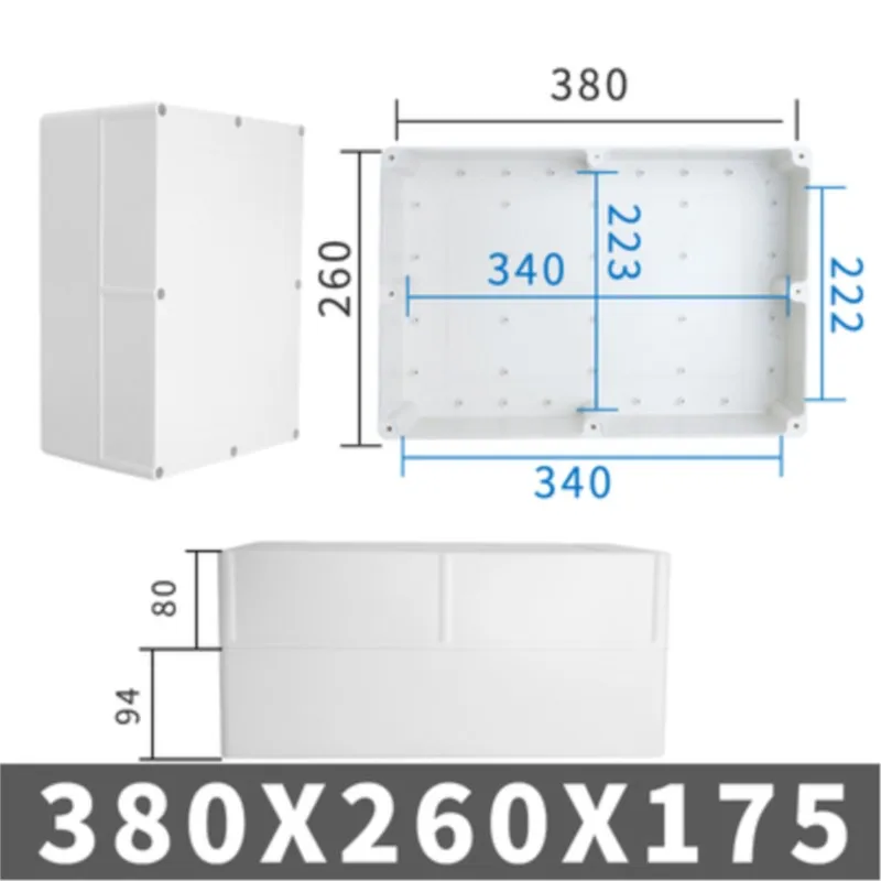 1Pc 380x260x175mm ABS Plastic Waterproof Outdoor Terminal Power Button Box