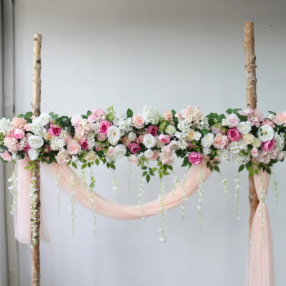 

Artificial Silk Rose Flower Backdrop Wedding Row Decor Floral Wall Arrangements