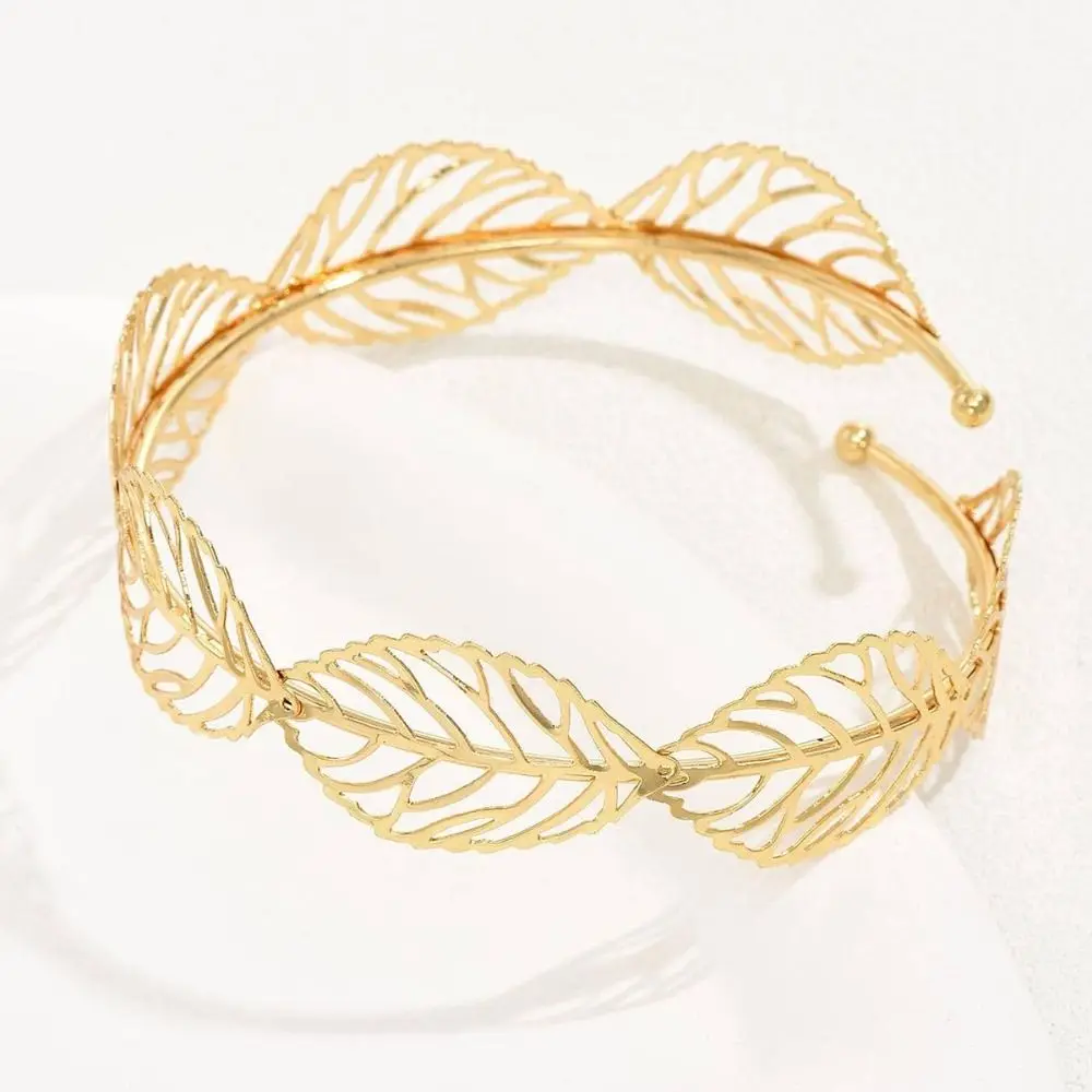 Elegante pulsera de brazo con apertura de Metal, brazalete abierto ancho ajustable de varios estilos, pulsera de brazo Retro de Color dorado, joyería de mano