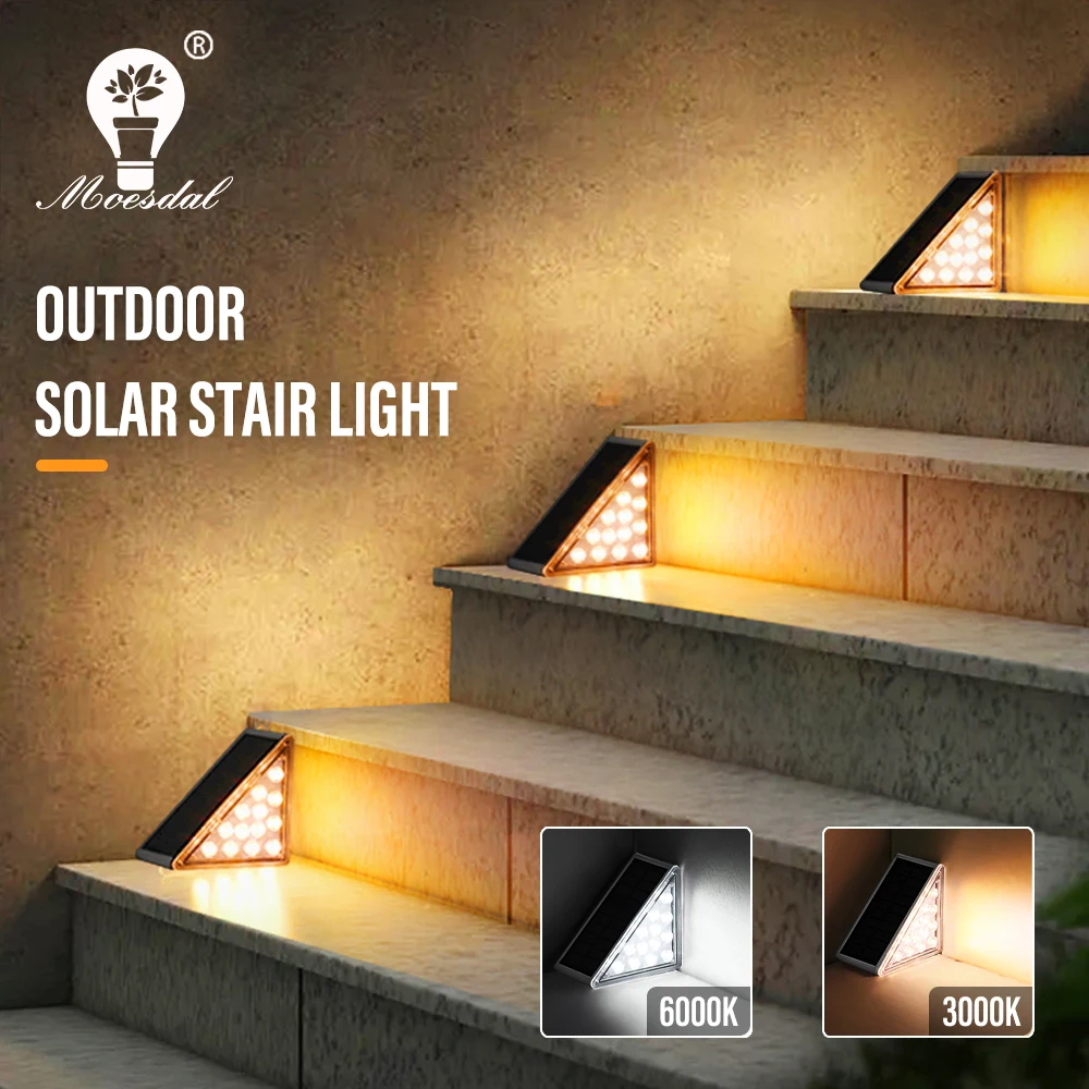 

LED Solar Step Light Highlight Lens Outdoor Stair Light Deck Light IP67 Waterproof Suitable for Courtyard Garden Walkway Stairs