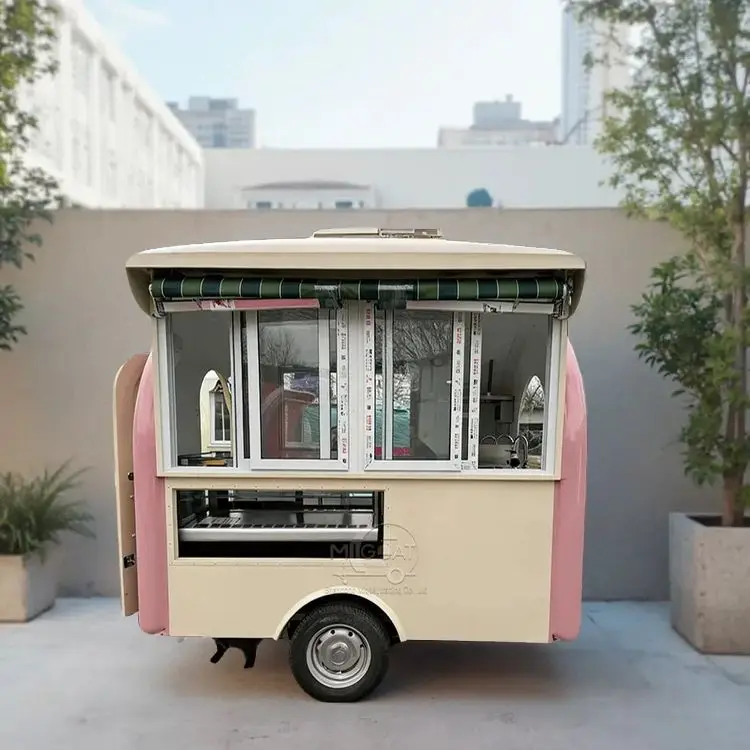 New Design Mobile Food Trailer Street Food Truck with Refrigerator And Sink Customized Coffee Cart for Snack Beverage