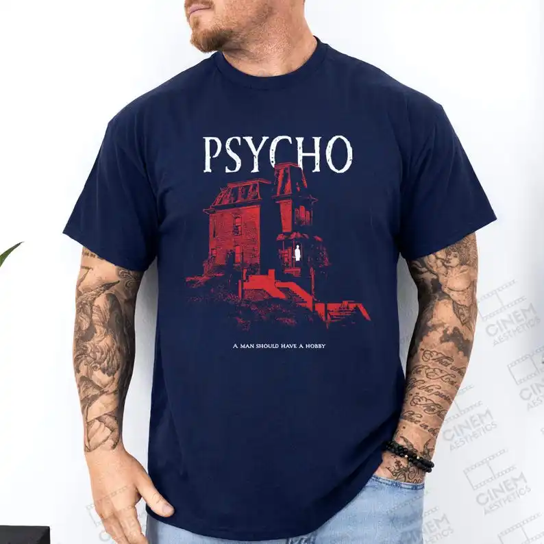 Psycho T-Shirt, Norman Bates TShirt, Hitchcock T Shirt; Horror Movie Halloween, Movies TEE Shirt