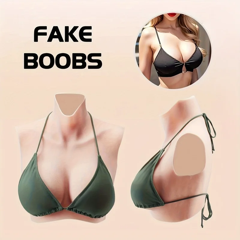 C-G Cup Fake Tits Boobs Realistic Silicone Breast Forms 1:1 Texture Chest for Sissy Crossdressers Transgender Drag Queen Cosplay