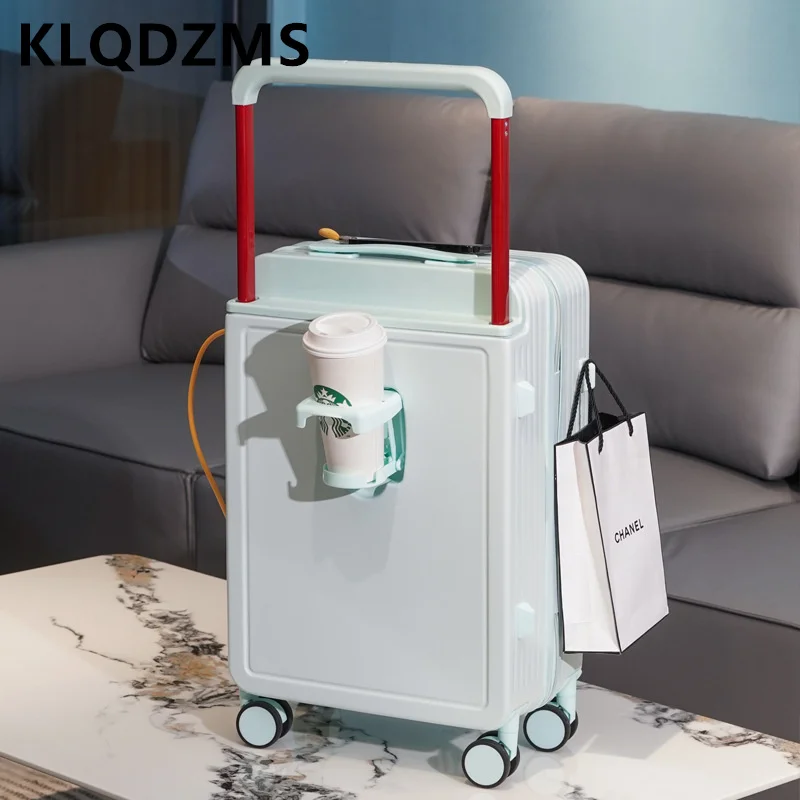 KLQDZMS-Valise d'embarquement à roulettes ABS + PC, valise multifonctionnelle, chargement USB, boîte à mot de passe, haute qualité, 22 po, 24 po, 20 po