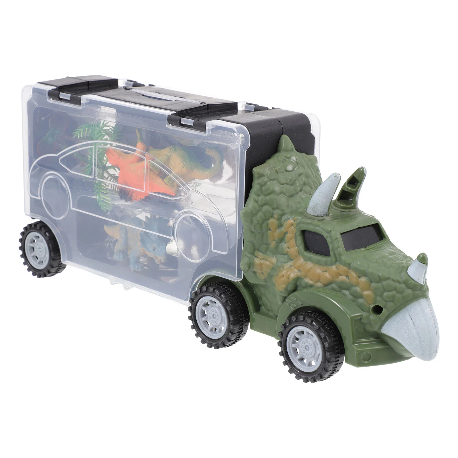 Creatieve vrachtwagen speelgoeddieren displaycontainer dinosaurusvormig transport kinderspeelgoed