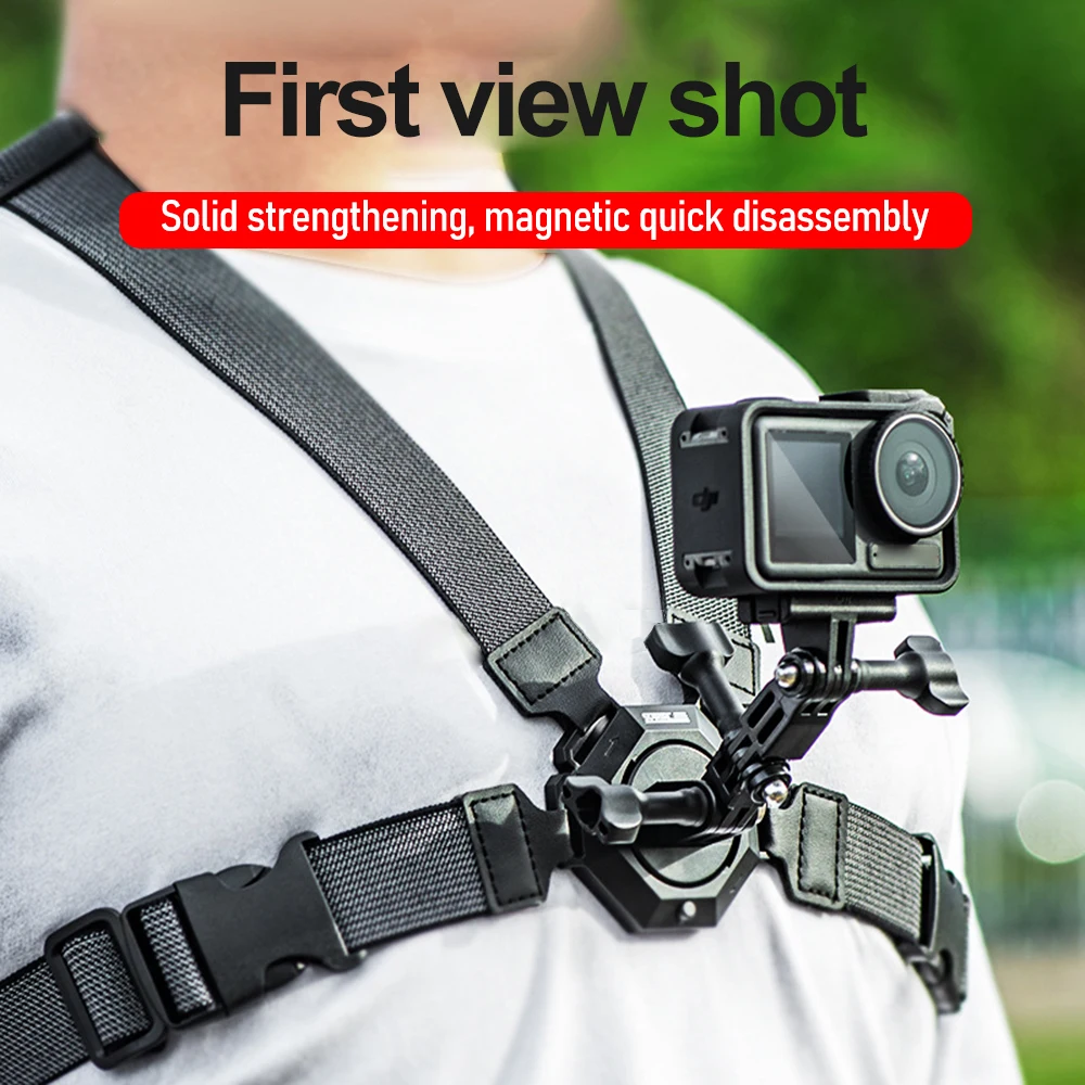 

POV Magnetic Quick Release Chest Strap Mount Adjustable Chest Harness Belt for dji action4 GoPro Hero11/10 Insta360 X3 Cameras