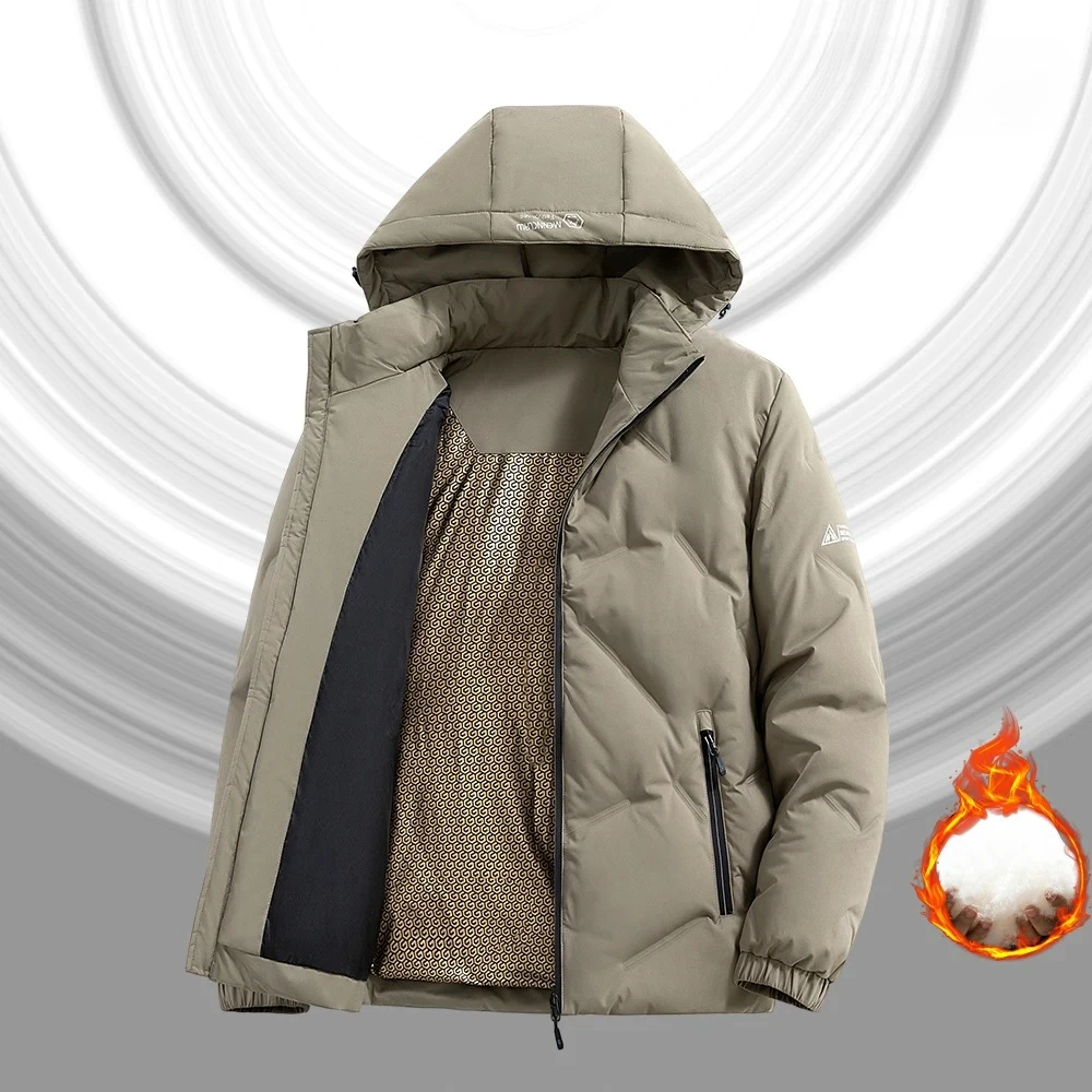 Outdoor Water-Resistant Down Jacket Men Winter Windproof Warm White Duck Down Parka Coat Men's Trendy Casual Wear Heated Parkas