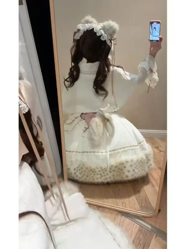 2026 جديد عيد الميلاد ورأس السنة الجديدة تاريخ رداء فتاة حلوة لوليتا تنوعا أعلى قصيرة أفخم عباءة سميكة نفخة تنورة 3 قطعة مجموعة hotsale