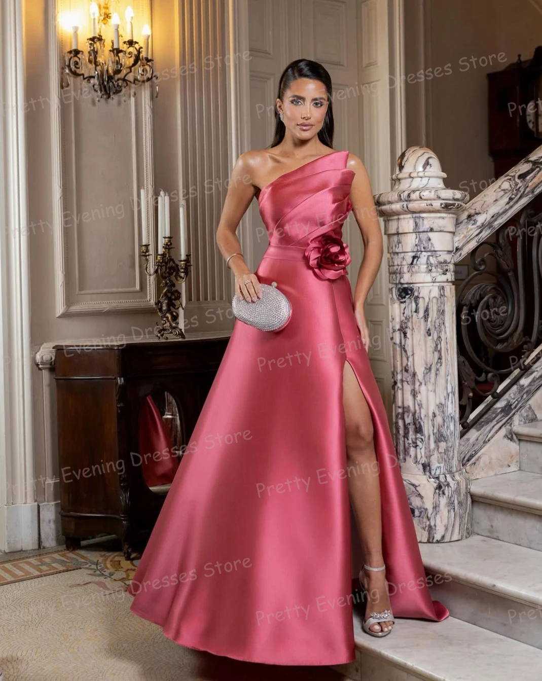 Proste sukienki wieczorowe w kształcie litery A, damskie, bez rękawów, na jedno ramię, sukienki na imprezę, bal, sukienki formalne na przyjęcie, szyte na miarę, modne, vestidos de novia.