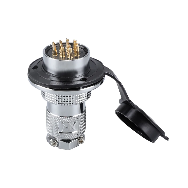 Imagem -04 - Conector de Instalação Flange Fixo Impermeável Conector de Aviação de Furos Df20 Gx20 Df25 Gx25 Df30 Gx302 10 Pino 12