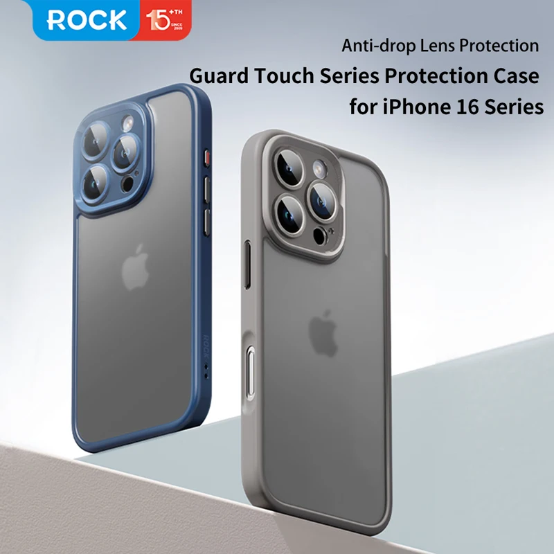 ROCK Case for iPhone 16 Pro Max Matte Semi-Transparent PC +TPU Anti-Fingerprint Anti-Scratch Protection Case