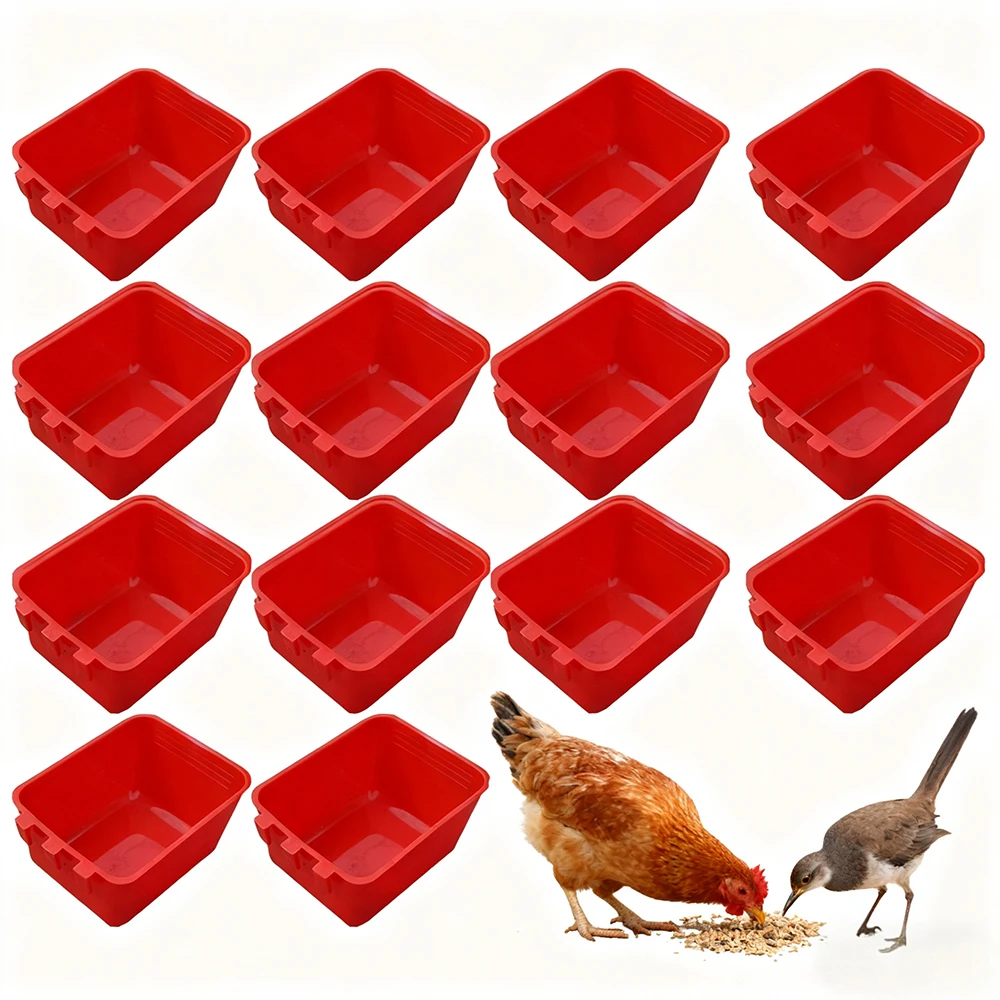 

20Pcs Cage Cups Chicken Bird Hanging Feeders Plastic Pigeon Waterers Chicken Water Bowls Bunny Seed Bowls For Parrots Pet