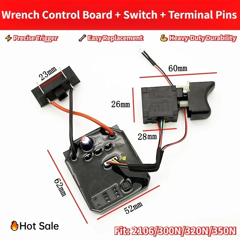 

Brushless Impact Wrench Speed Switch Motherboard Fit for 2106 300N 320N 350N, Power Tool Replacement Variable Speed Control Part