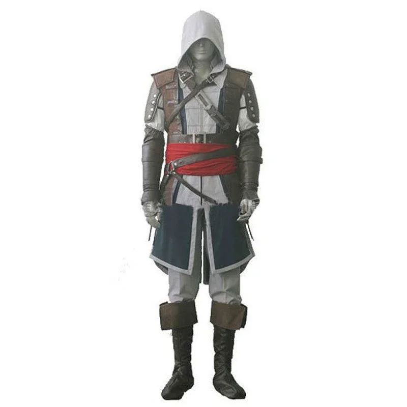 Uniform Outfits Complete Customization Suit Halloween PartyAssassins Cosplay Edward Costume Creed Black Flag Kenway Men Women BS