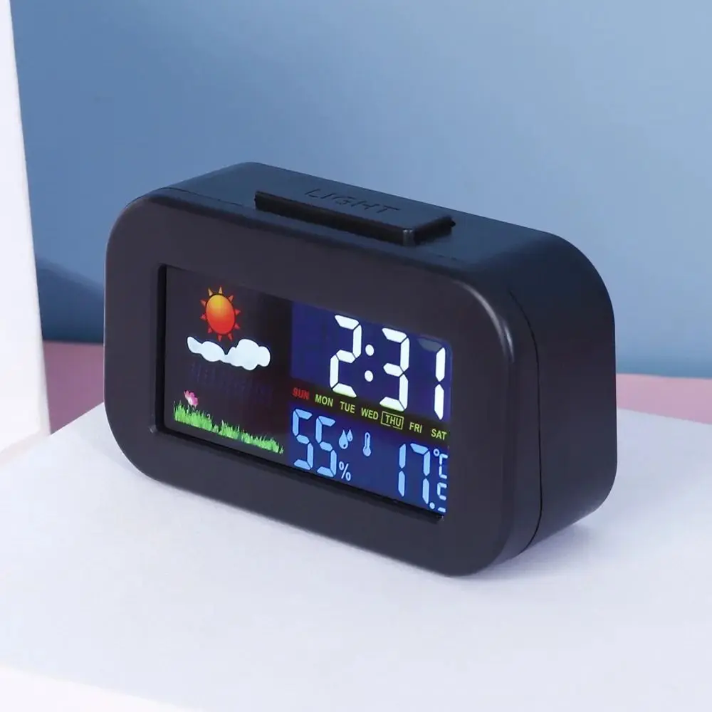 Back Light Display Screen Weather Station Clock Large Screen Color Display Temperature Humidity Monitor Real-time Monitoring