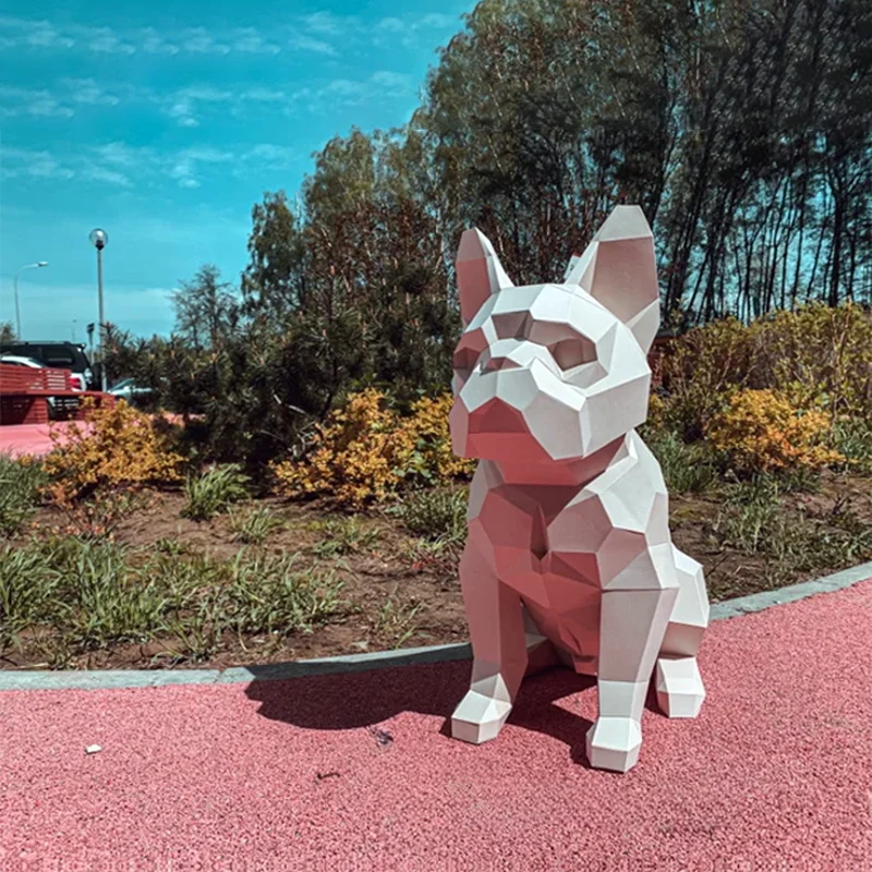 50cm buldogue francês bebê artesanal diy modelo de papel decoração para casa quarto piso ornamento mesa decoração papercraft 3d brinquedos criativos