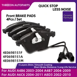 THREEON Front Ceramic Brake Pads For AUDI A4B6 2003-2004 A4B7 2004-2009 For AUDI A6 C6 2004-2011 A8 D3 2002-2010 4E0698151F/M