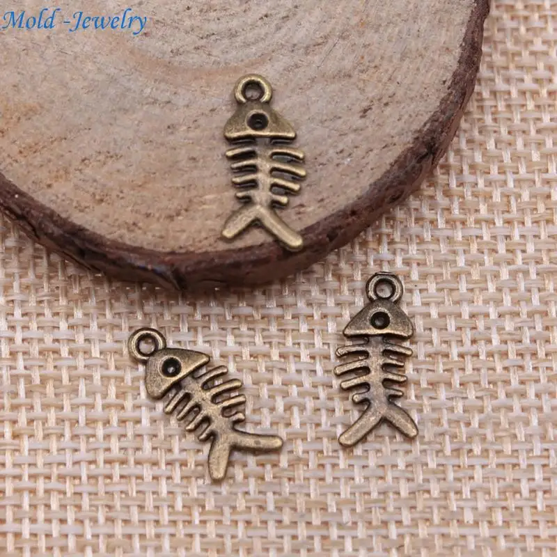 

69HB 40 Pieces Antique Fishbone Charm Fashion Decoration for Handmade Jewelry