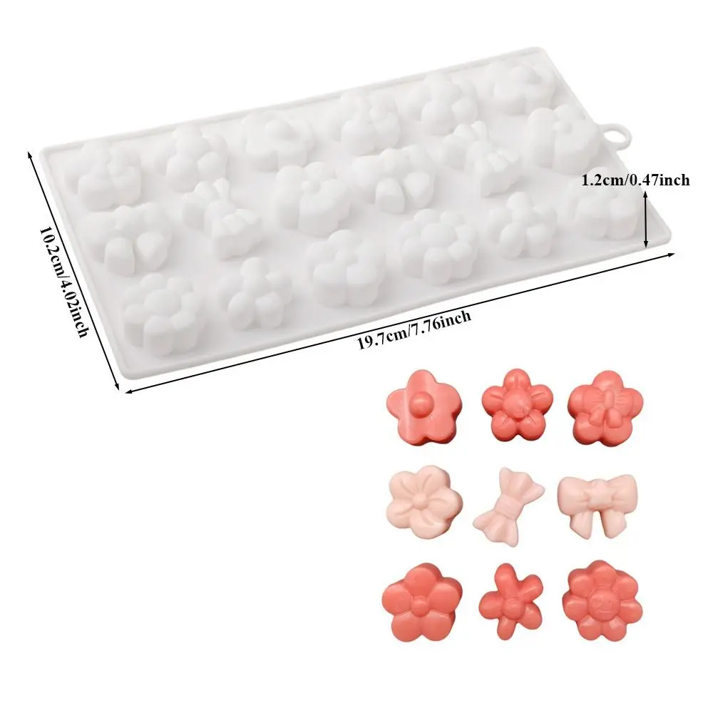 18-Cavity Baking Cake Molds Flowers Bowknot Heat-Resistant Chocolate Mold Food-Grade Silicone Reusable Dessert Baking Tools
