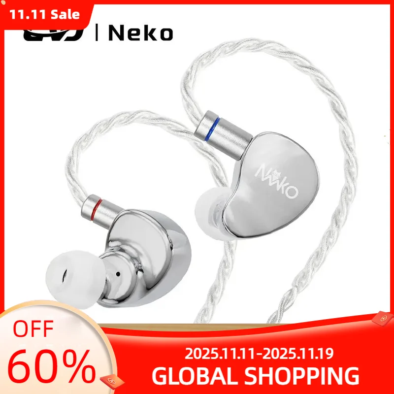 

CVJ Neko In-Ear Earphones Metal Alloy Shell Dynamic Coil 3.5mm Single End 4.4mm Balanced Plug High-End Sound Isolation Earbuds