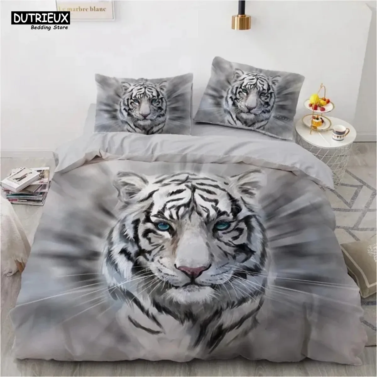 

3D Animal Tigers Bedding Set Soft Microfiber Queen King Twin Size Duvet Cover Set With Pillowcases Teens Boys Bed Linen