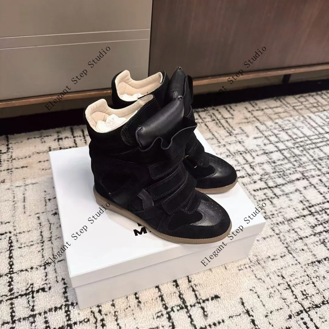 

Women's Shoes Suede High-top Sneakers Leather Suede Wedge Padded Tongue Round Toes