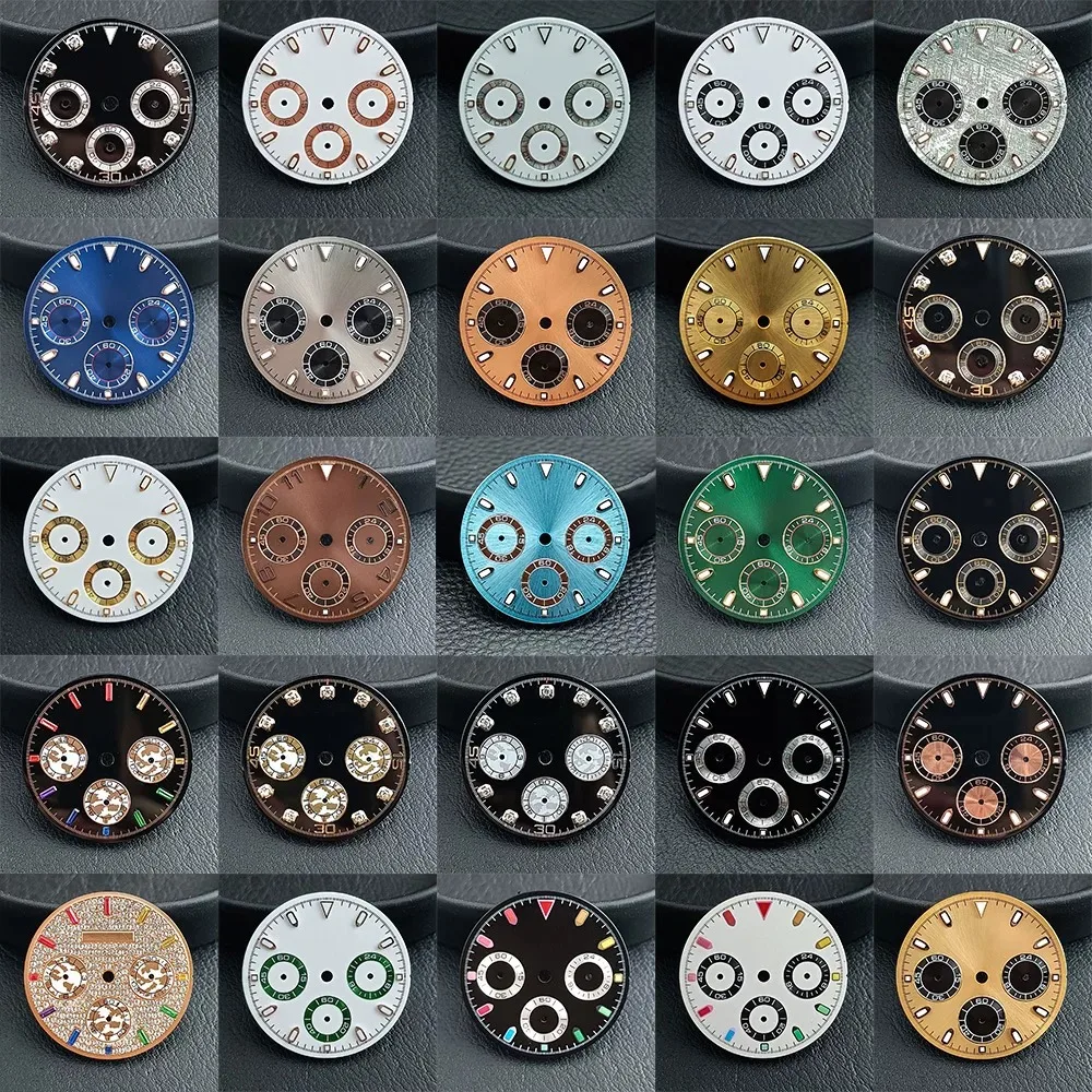 29mm No Logo DTN Panda Dial For Vk63 Quartz Movement Green/No Luminous High Quality Watch Modification Accessories Custom Logo
