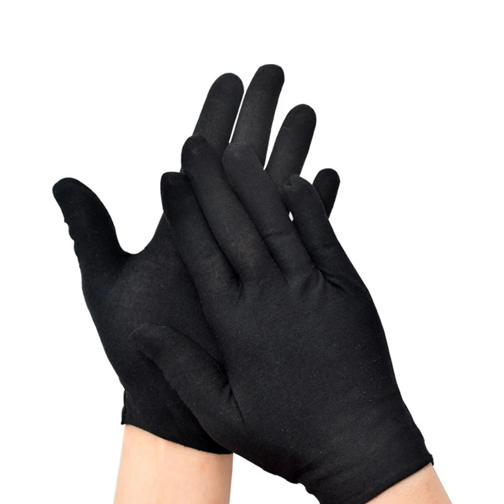 

Black Cotton Gloves Lightweight Cut Resistant Safety Work Gloves For Garden Warehouse Use Knit Hand Protection Mitten L