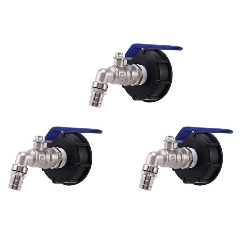 

3X IBC Ball Outlet Tap Tank 3/4 Inch Food Grade Drain Adapter 1000L Tank Rainwater Container Brass Hose Faucet Valve