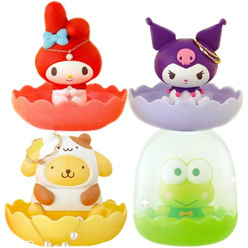 

Sanrio Gacha Capsule Toy Kuromi My Melody Pompom Purin Figures Jewelry Storage Box Table Ornaments Kids Gifts