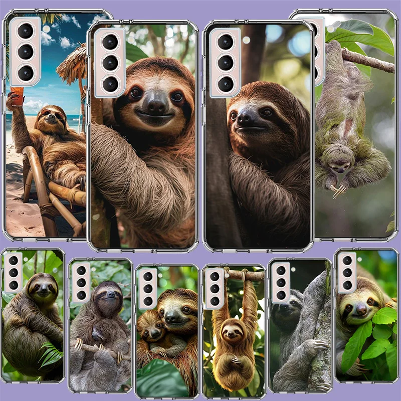 Чехол для телефона Cute Sloth для Samsung A16 A26 A36 A56 A17 A15 A25 A35 A55 A14 A24 A34 A54 A04S A05S Galaxy Note 20 10 9 8 A9 A8 A7 A