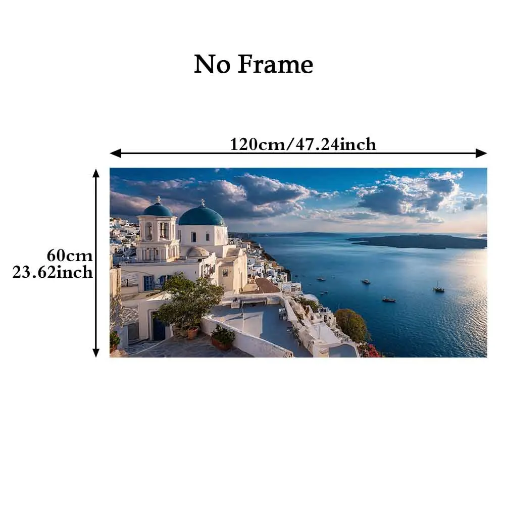 [2D Flat]1pc 23.6X47.2in 60cmX120cm UnFramed Modern Art Decoration Blue Domes and Sea View