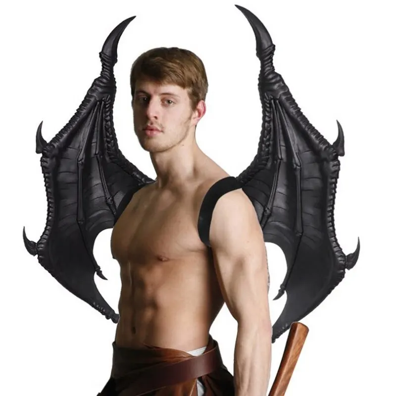 ハロウィーンのコスプレ用、ドラゴンや悪魔の羽、大人用、特大サイズ、羽根の羽、男女兼用、パーティーや仮装舞踏会用の衣装小道具。