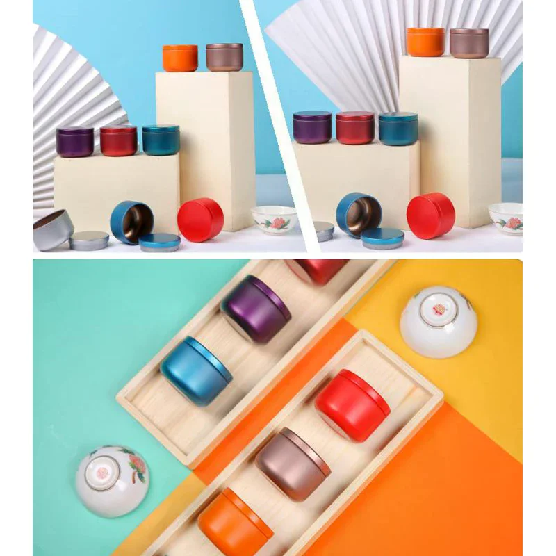 Portable Multipurpose Solid Color Mini Tin Box With Airtight Lid Tea Sealed Jar Packing Box Small Tinplate Tea Storage Can Gift