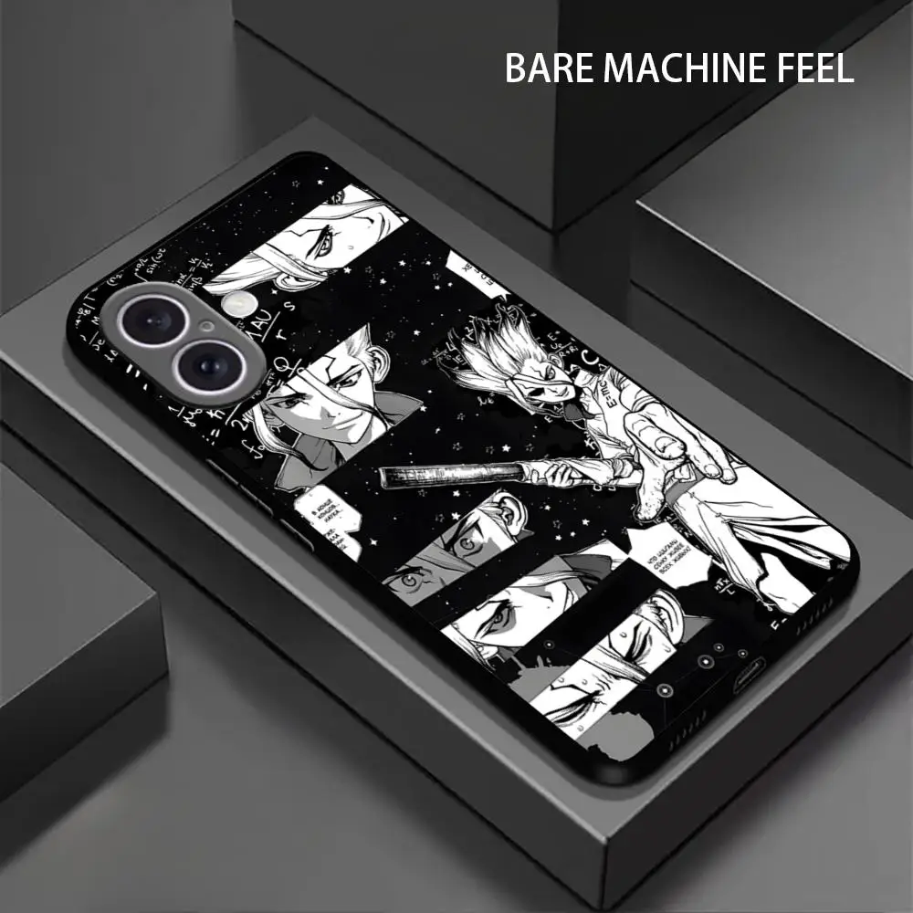 Dr.STONE Anime Cool Hot Phone Case For iPhone 16 15 14 13 12 11 X XR XS 8 Plus Mini Pro Max Soft black Shockproof Cover