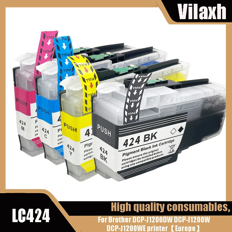 Vilaxh Standard capacity LC424 LC-424 Compatible Ink cartridge For Brother DCP-J1200DW DCP-J1200W DCP-J1200WE printer【Europe】