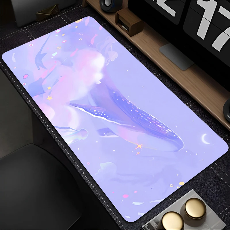 

Gaming Mouse Pad Mousepad Gamer Desk Mat Purple Keyboard Pad Cloud Whale Carpet Computer Table Surface For Accessories Mausepad