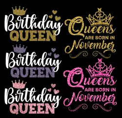 Queen Birthday Clothes Stickers Heart Heat Transfer Patches Fashion Girl Lips Drip Decals DIY T-shirt Accessories Women Patches