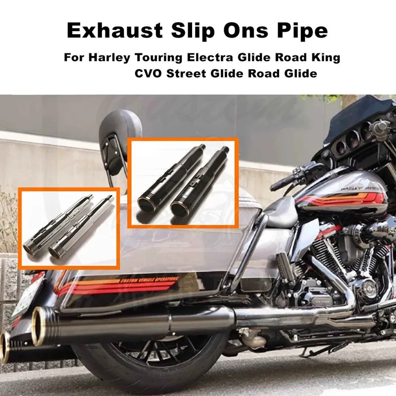 

Черный хромированный глушитель выхлопной трубы для Harley Touring Electra Glide Road King CVO Street Glide Road Glide 97-24