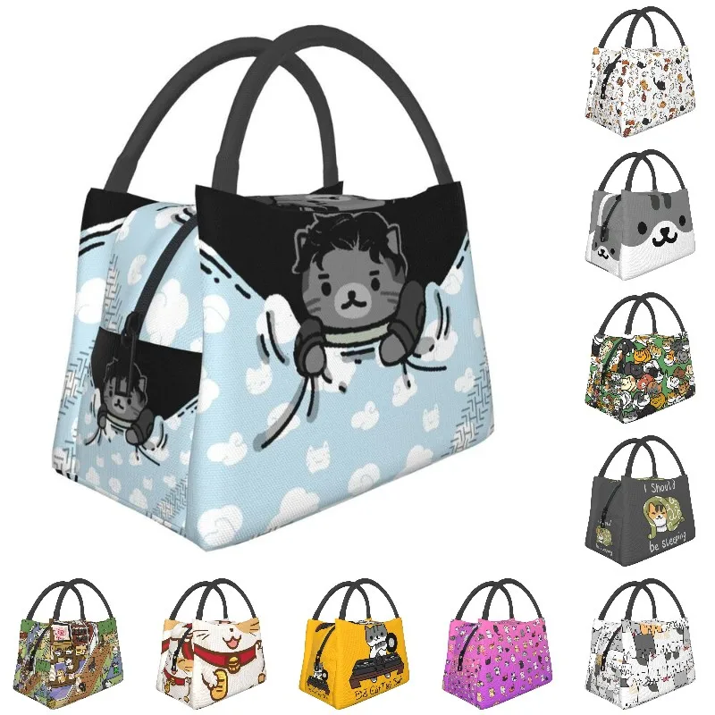 

Neko Atsume On Ice Insulated Lunch Bags for Women Waterproof Bagged Otabek Cooler Thermal Lunch Box Work Picnic