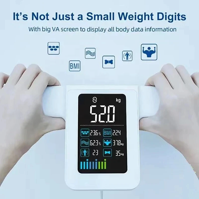 8 Electrodes BMI Body Fat Scale BIA Smart Bioimpedance Electronic Digital Weight with Fitness App,BMI,Heart Rate,Rechargeable