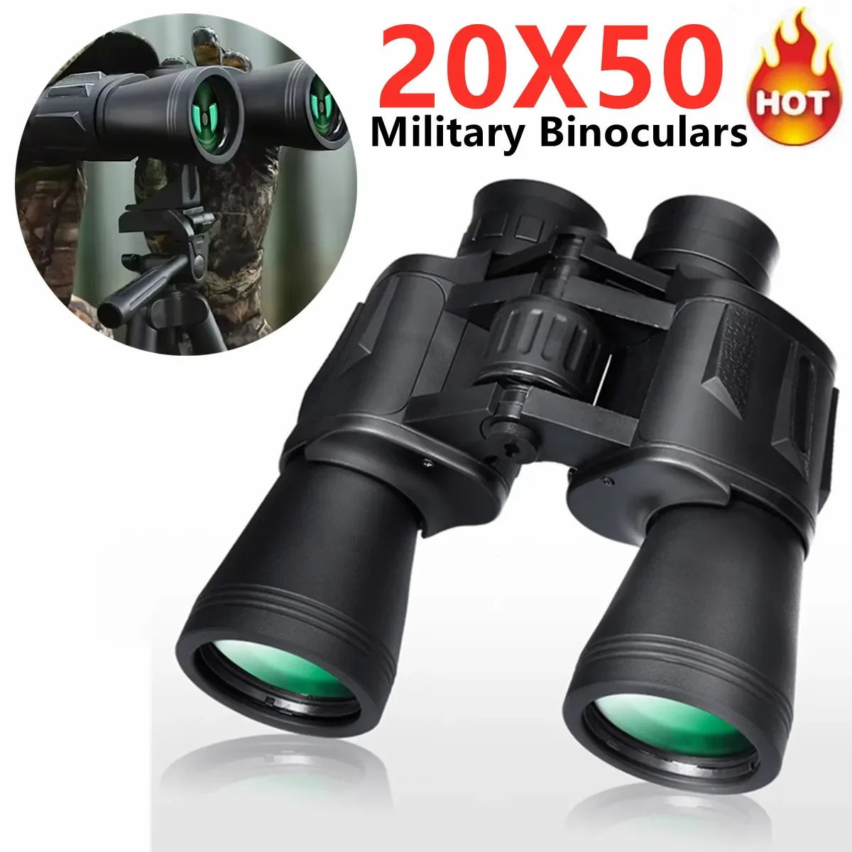 

Военный бинокль 20X50 с HD-зумом и призмой BAK4, мощный профессиональный телескоп для тактической охоты, кемпинга и активного отдыха на природе