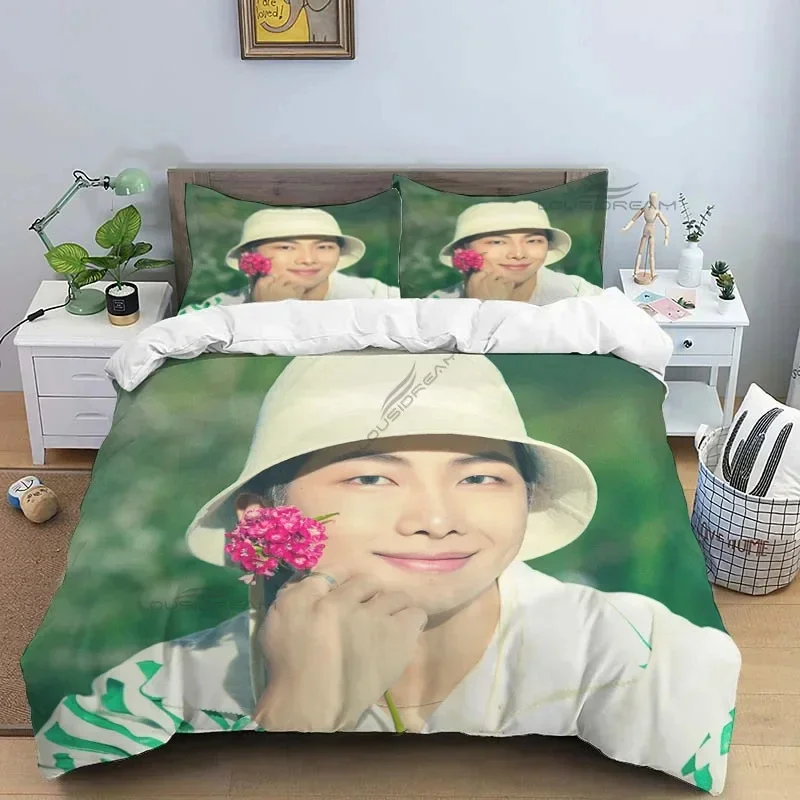 Korean Fashion Singer Group Kpop Jung Kook SUGA Jimin Bedding Set,Duvet Cover Bed Set Quilt Cover Pillowcase,King Queen Size