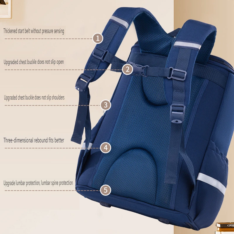 Mochila estilo britânico, respirável impermeável e resistente ao desgaste oxford mochila para alunos do ensino primário, design de redução de carga, 20-35l