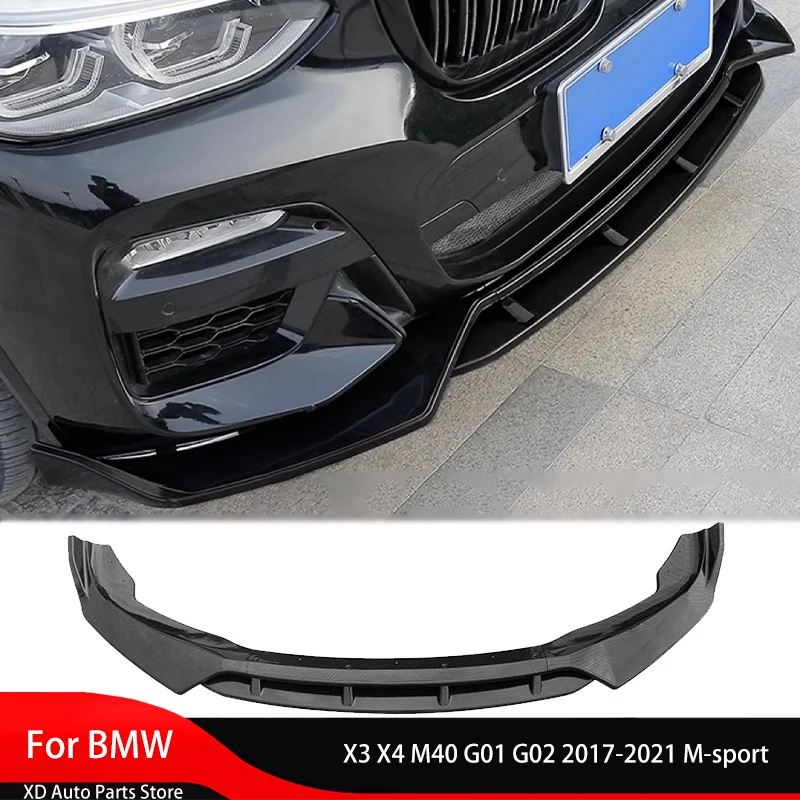 For BMW X3 X4 M40 G01 G02 2017-2021 M-sport Front Bumper Lip Exterior Trim Canard Lip Splitter Body Kit Front Shovel Surround