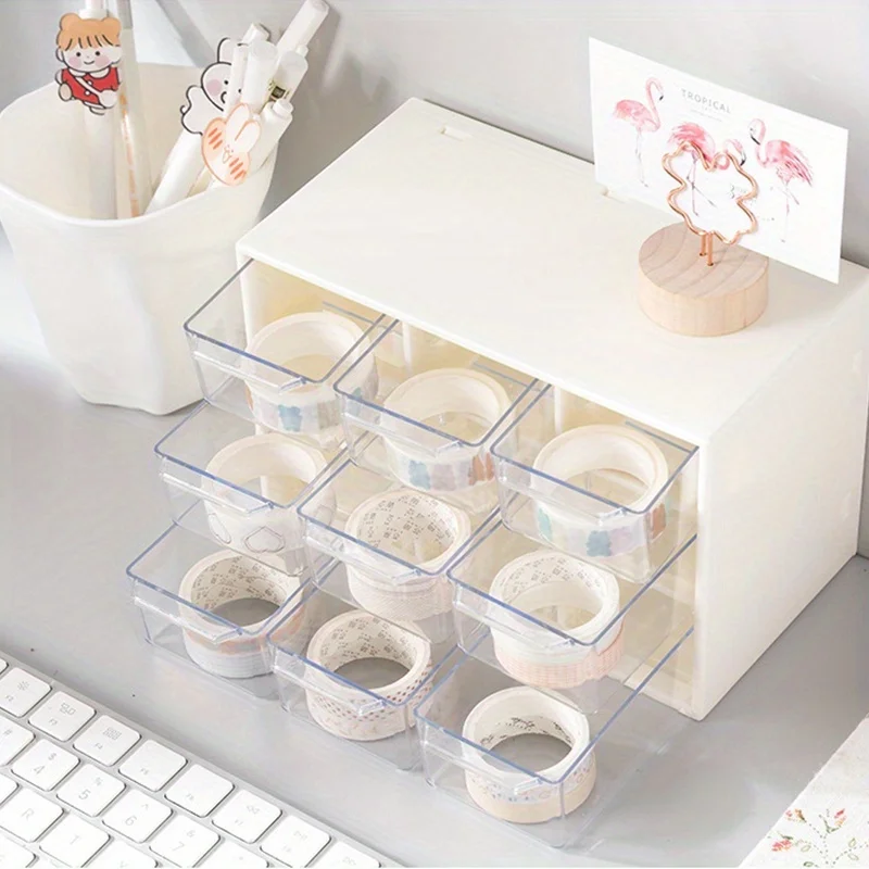 organizing box creative 9 compartment storage box transparent drawer type desktop storage view 4