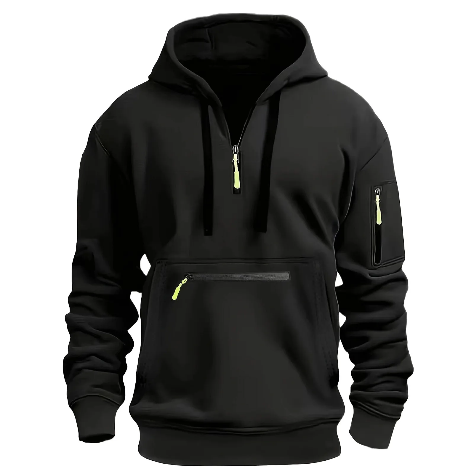 Men Hoodie Autumn And Winter Half Zipper Long Sleeve Hooded Pullover Casual Unique Outdoor Stylish Hooded Fleece Sweatshirts